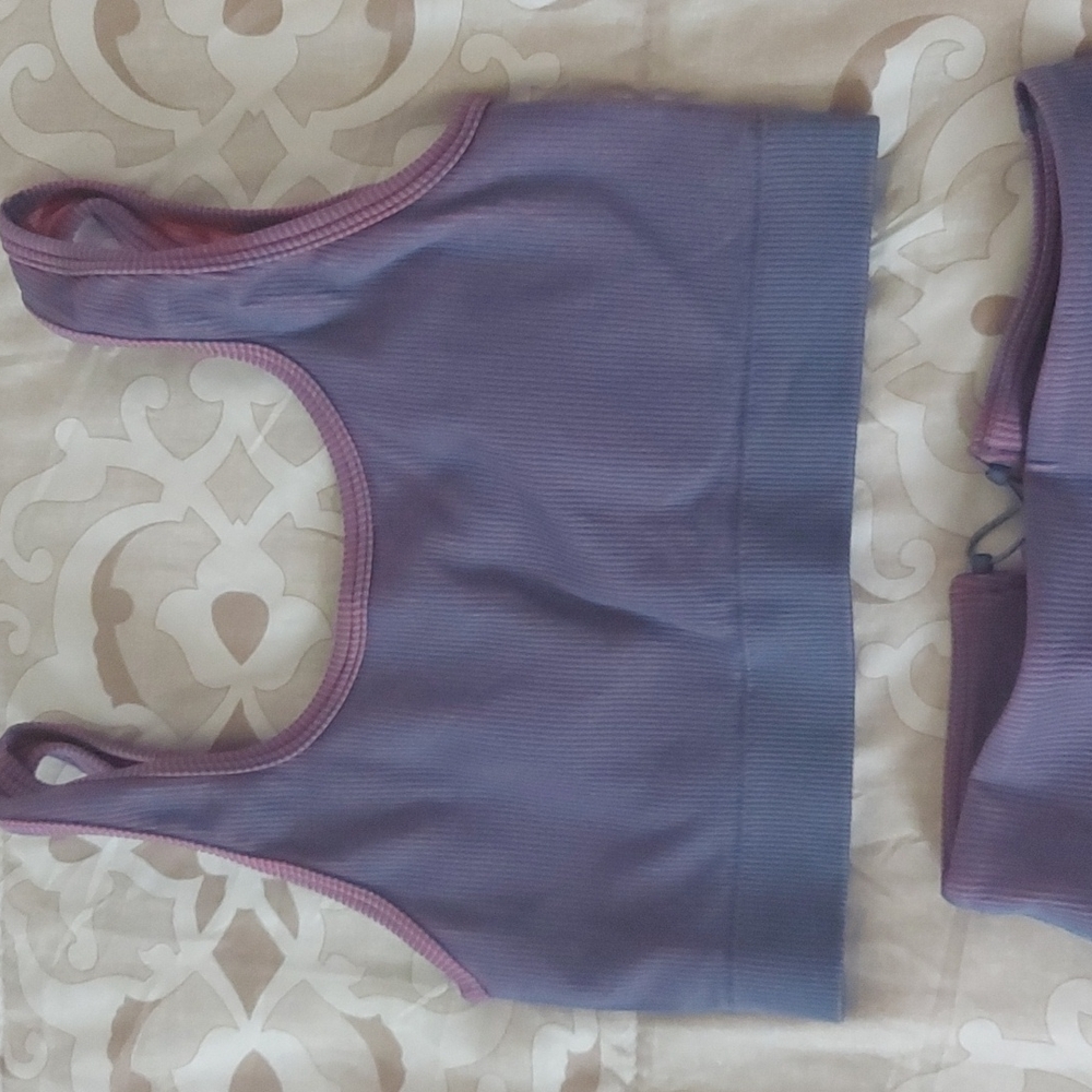 Fabletics Seamless Ribbed Purple Set - image 5